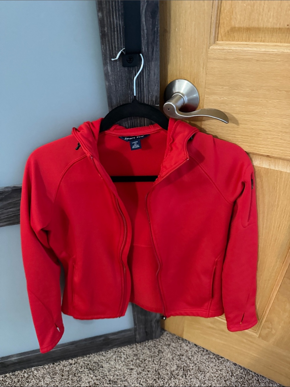 Sport-Tek Red Hooded Women's Puffer Jacket